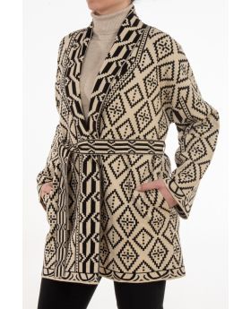 Ζακέτα μακριά με ζώνη - 0060