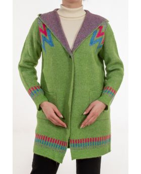 Ζακέτα μακριά με κουκούλα - 0049-1